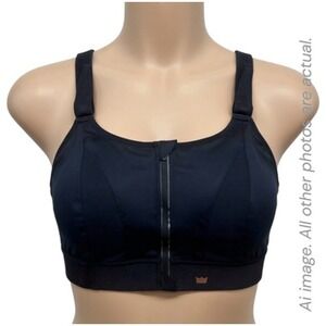 SHEFIT Ultimate High Impact Sports Bra Black 6Luxe Zip Adjustable Hook Loop